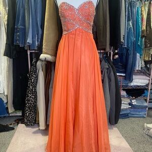 Aspeed Vibrant Orange Strapless Prom Dress